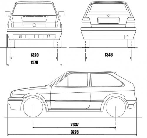 Szkic techniczny Volkswagen Polo II Hatchback