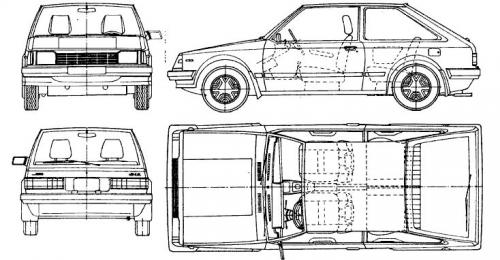Szkic techniczny Mazda 323 II Hatchback