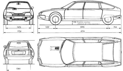 Szkic techniczny Citroen CX I Hatchback