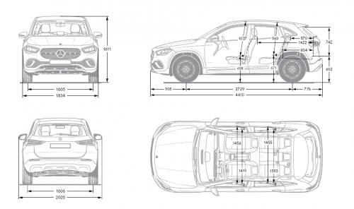 Szkic techniczny Mercedes GLA II Off-roader