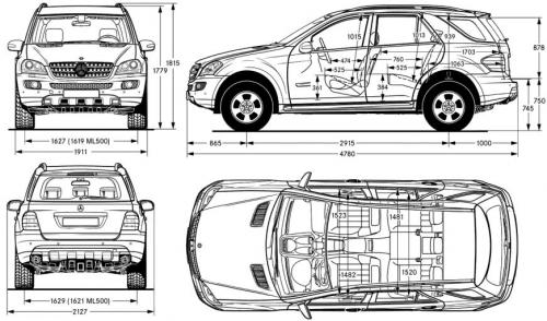 Szkic techniczny Mercedes Klasa M W164 Off-roader
