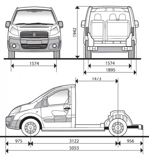 Szkic techniczny Fiat Scudo II Furgon Pianale