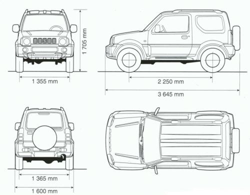 Szkic techniczny Suzuki Jimny III Standard