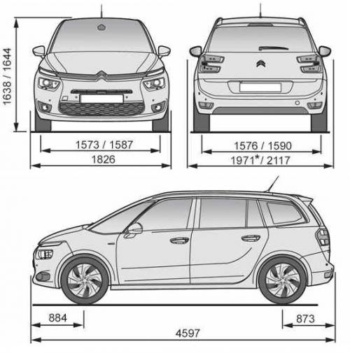Szkic techniczny Citroen Grand C4 Picasso II Grand Picasso