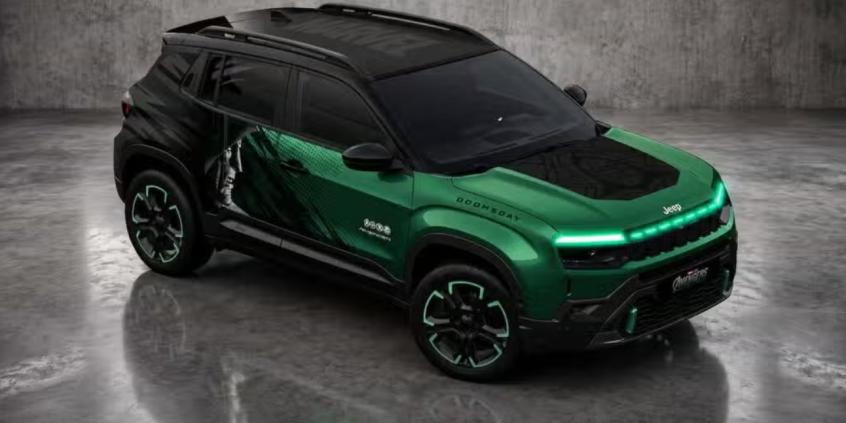 Jeep Avenger Doctor Doom. Zielony SUV wygląda jak samochód superbohatera