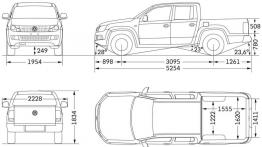 Volkswagen Amarok Double Cab - szkic auta - wymiary