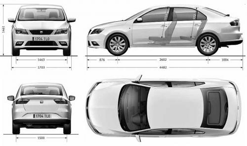 Szkic techniczny Seat Toledo IV Liftback