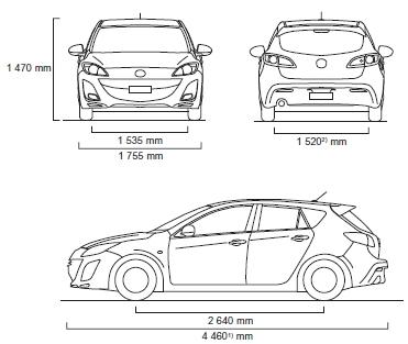 Szkic techniczny Mazda 3 II Hatchback