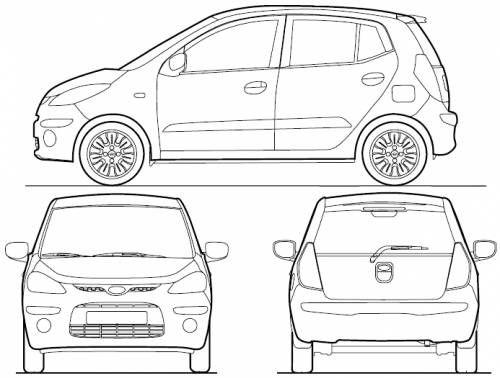 Szkic techniczny Hyundai i10 I Hatchback
