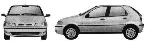 Szkic techniczny Fiat Palio II Hatchback