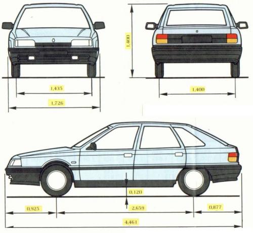 Szkic techniczny Renault 21 Hatchback