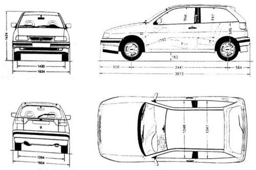 Szkic techniczny Seat Ibiza II Hatchback