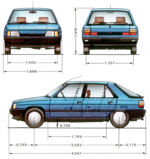Szkic techniczny Renault 11 Hatchback