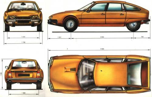 Szkic techniczny Citroen CX II Hatchback