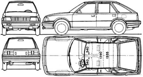 Szkic techniczny Nissan Stanza II Hatchback