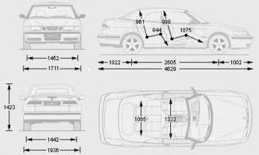 Szkic techniczny Saab 9-3 I Cabrio