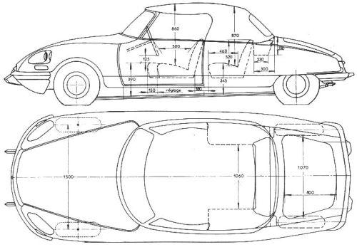 Szkic techniczny Citroen DS Cabrio