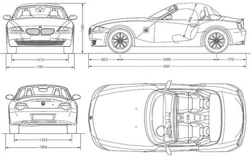 Szkic techniczny BMW Z4 E85 Cabrio