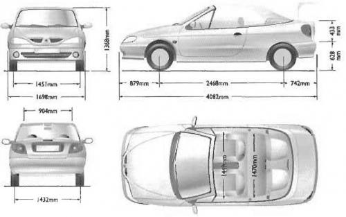 Szkic techniczny Renault Megane I Cabrio