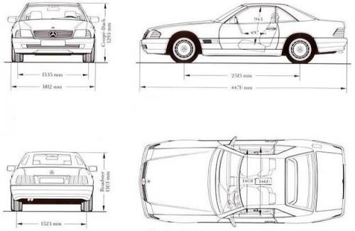 Szkic techniczny Mercedes SL R129 Cabrio
