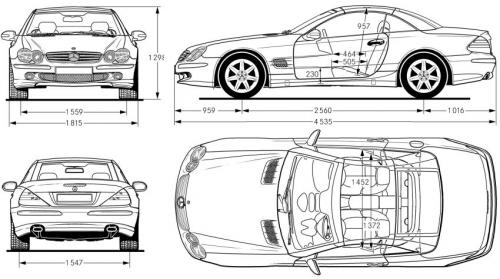 Szkic techniczny Mercedes SL R230 Cabrio