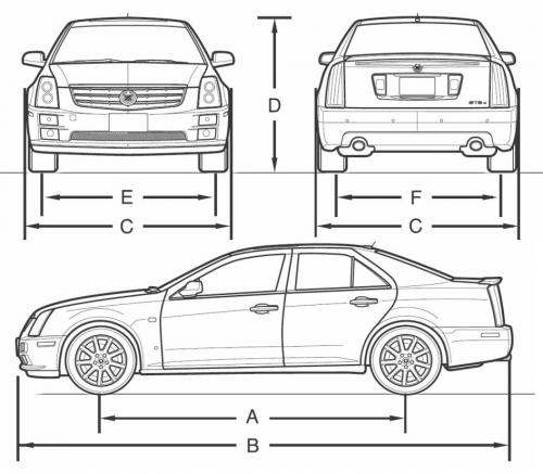 Szkic techniczny Cadillac STS