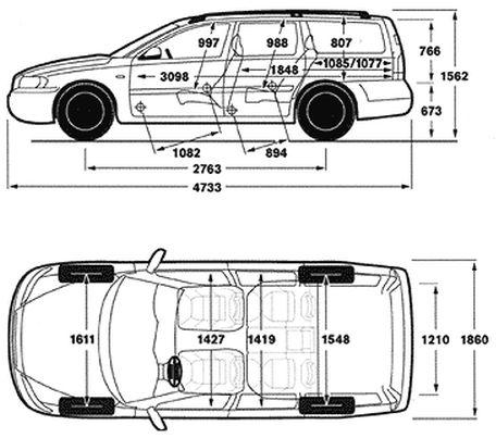 Szkic techniczny Volvo XC70 I