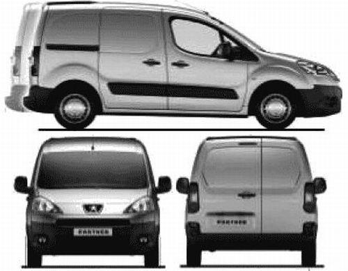 Szkic techniczny Peugeot Partner II Furgon