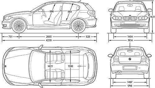 Szkic techniczny BMW Seria 1 E81/E87 Hatchback 3d E81