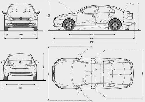 Szkic techniczny Volkswagen Jetta VI Sedan