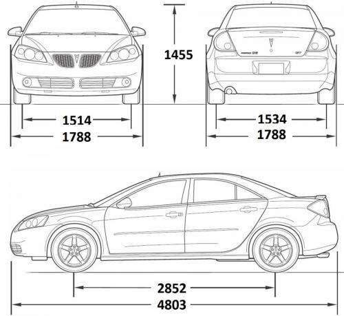 Szkic techniczny Pontiac G6 Sedan