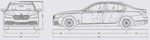 Szkic techniczny BMW Seria 7 G11-G12 Sedan