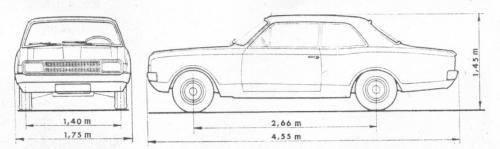 Szkic techniczny Opel Rekord C Sedan