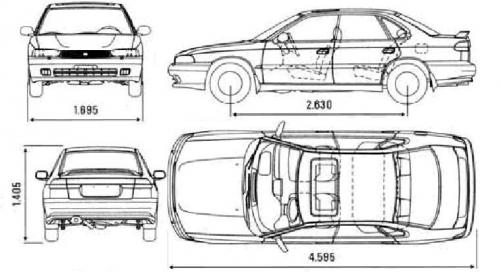 Szkic techniczny Subaru Legacy II Sedan