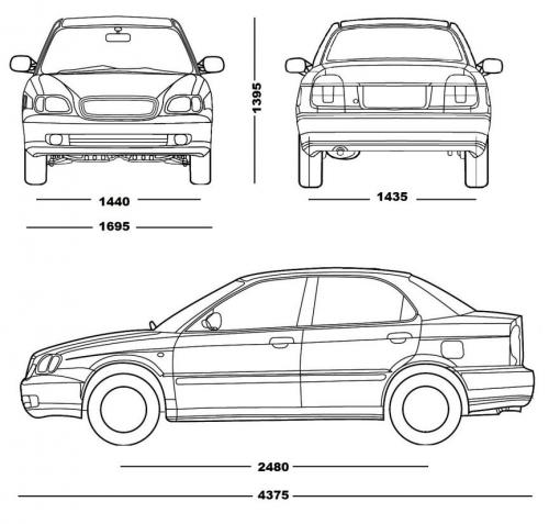 Szkic techniczny Suzuki Baleno II Sedan