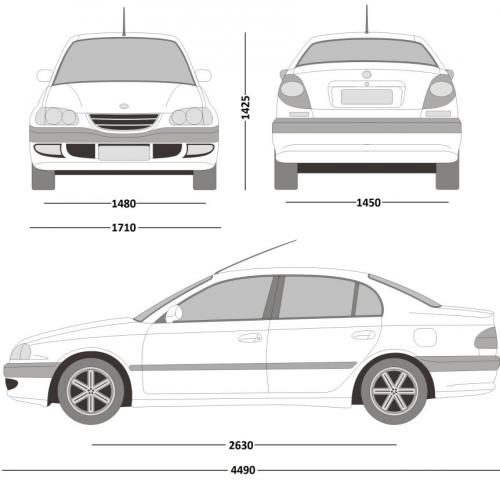 Szkic techniczny Toyota Avensis I Sedan