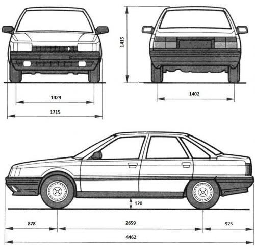 Szkic techniczny Renault 21 Sedan