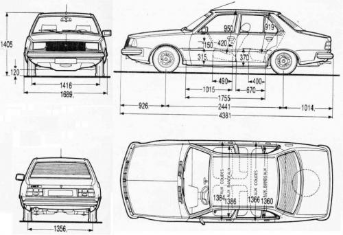 Szkic techniczny Renault 18 Sedan