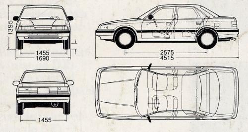 Szkic techniczny Mazda 626 III Sedan