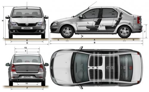 Szkic techniczny Dacia Logan I Sedan