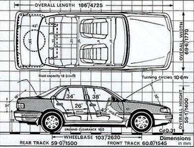Szkic techniczny Toyota Camry III Sedan