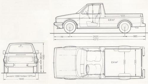 Szkic techniczny Volkswagen Caddy I