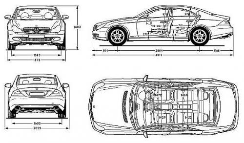 Szkic techniczny Mercedes CLS W219 Coupe AMG