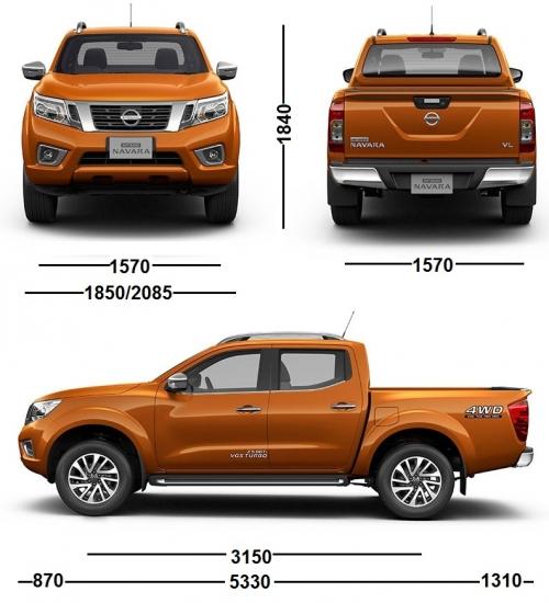 Szkic techniczny Nissan Navara IV Double Cab