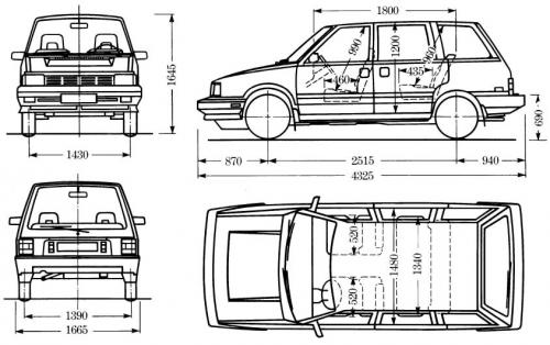 Szkic techniczny Nissan Prairie I