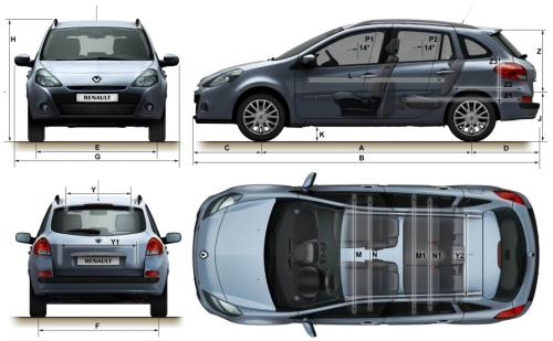 Szkic techniczny Renault Clio III Grandtour Phase II