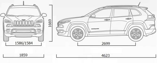Szkic techniczny Jeep Cherokee V Terenowy