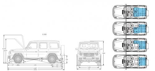 Szkic techniczny Mercedes Klasa G W464 Terenowy