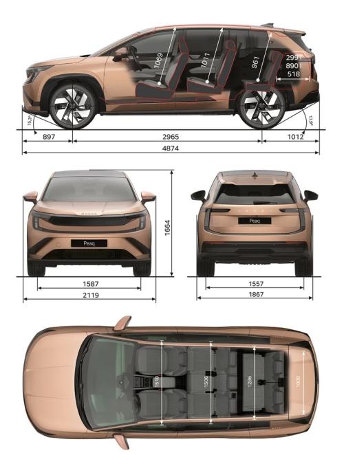 Szkic techniczny Skoda Peaq