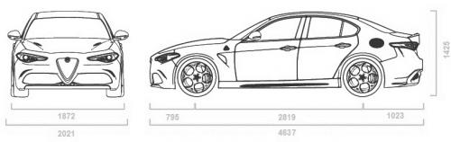 Szkic techniczny Alfa Romeo Giulia II Sedan